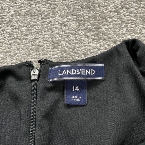 Lands' End Sheath Dress Womens 14 Black Sleeveless Pockets Round Neck Workwear - Picture 5 of 16